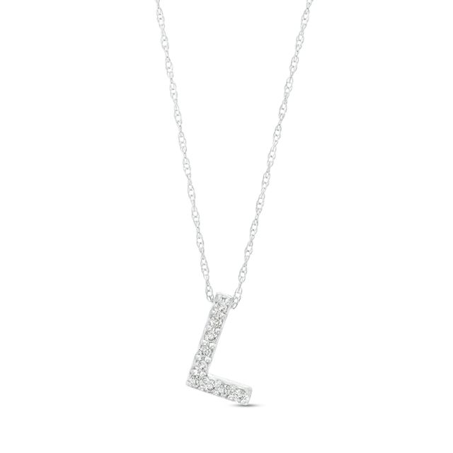 1/15 CT. T.w. Diamond "L" Initial Pendant in 10K White Gold