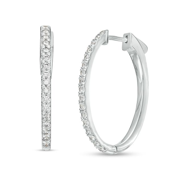 1 CT. T.w. Diamond Oval Hoop Earrings in 14K White Gold