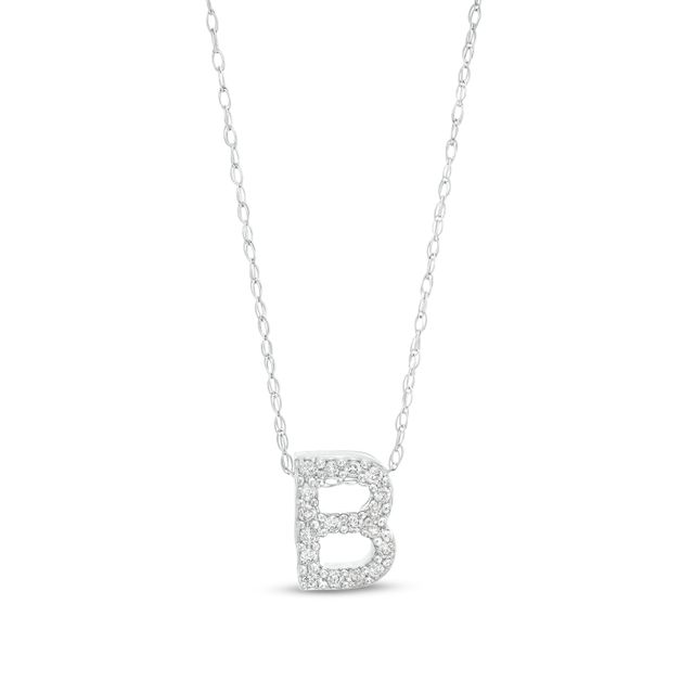 1/15 CT. T.w. Diamond "B" Initial Pendant in 10K White Gold