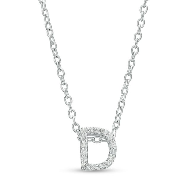1/15 CT. T.w. Diamond "D" Initial Pendant in 10K White Gold