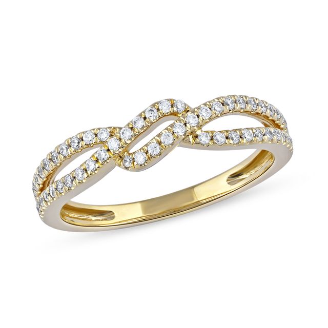 1/4 CT. T.w. Diamond Bypass Twist Split Shank Ring in 10K Gold