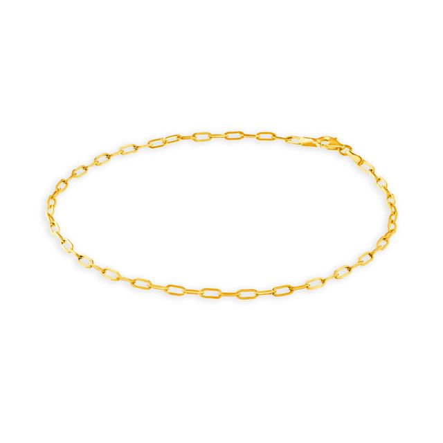 2.5mm Paper Clip Link Chain Anklet in Solid 14K Gold - 10"