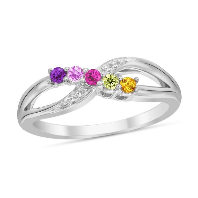 Mother's Gemstone and Diamond Accent Infinity Ring (3-5 Stones)