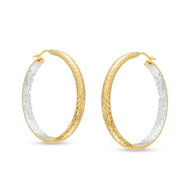 Oro Diamanteâ¢ 35.0mm Diamond-Cut Inside-Out Tube Hoop Earrings in 14K Two-Tone Gold