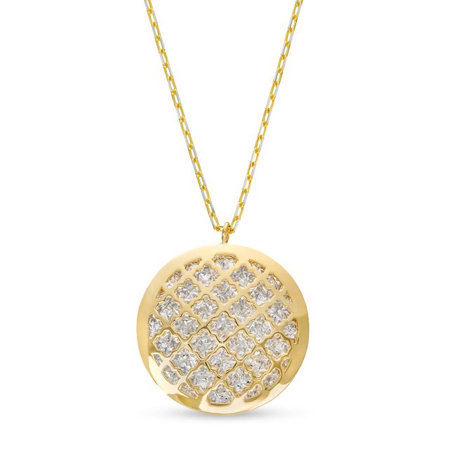 Oro Diamanteâ¢ Diamond-Cut Lattice Circle Pendant in 14K Two-Tone Gold