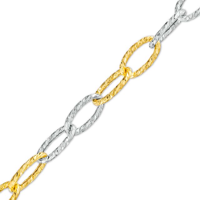 Oro Diamanteâ¢ 6.5mm Alternating Diamond-Cut Paper Clip Link Chain Bracelet in Hollow 14K Two-Tone Gold â 7.5"