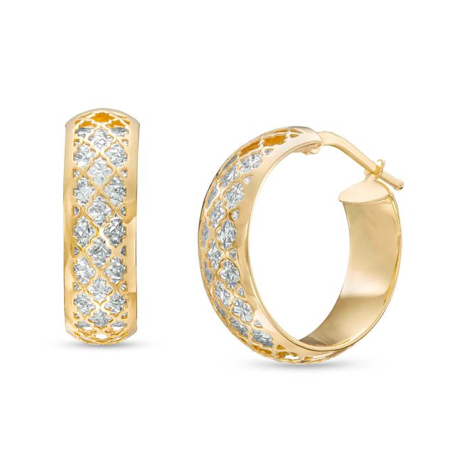 Oro Diamanteâ¢ 10.0mm Diamond-Cut Lattice Hoop Earrings in 14K Gold