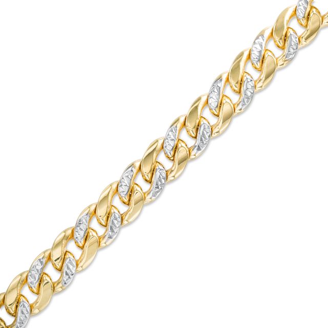Oro Diamanteâ¢ Diamond-Cut 7.8mm Cuban Curb Chain Bracelet in Hollow 14K Two-Tone Gold â 8.5"