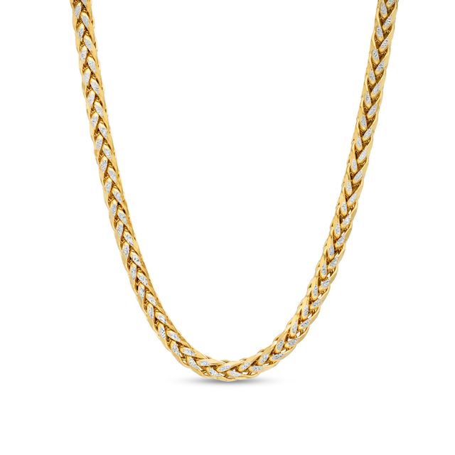 Oro Diamanteâ¢ Diamond-Cut 4.5mm Wheat Chain Necklace in Hollow 14K Two-Tone Gold â 22"