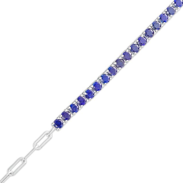 3.0mm Blue Lab-Created Sapphire Line Bracelet in Sterling Silver