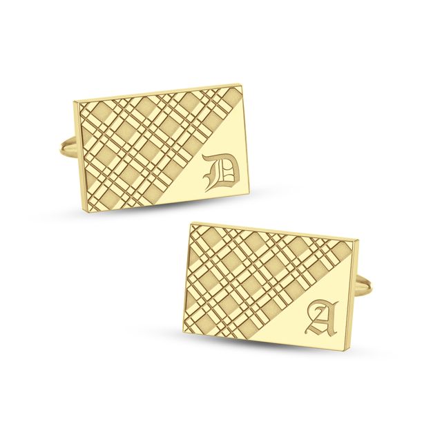 Men's Engravable Plaid Cuff Links (2 Initials)