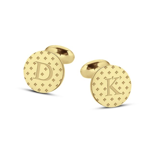 Men's Engravable Clover Pattern Cuff Links (2 Initials)