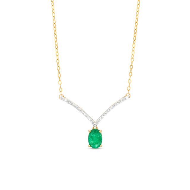 Lab-Created Emerald Pendant in 14K White Gold with Diamond Accents | Zales