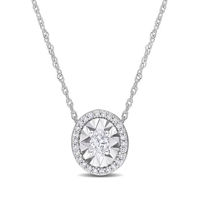 1/4 CT. T.w. Oval Diamond Frame Pendant in 14K White Gold - 17"