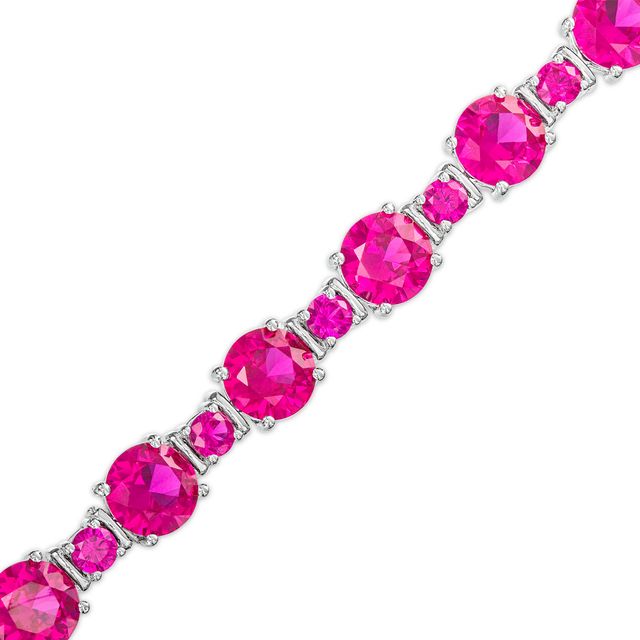 Lab-Created Ruby Large and Small Alternating Bracelet in Sterling Silver â 7.5"