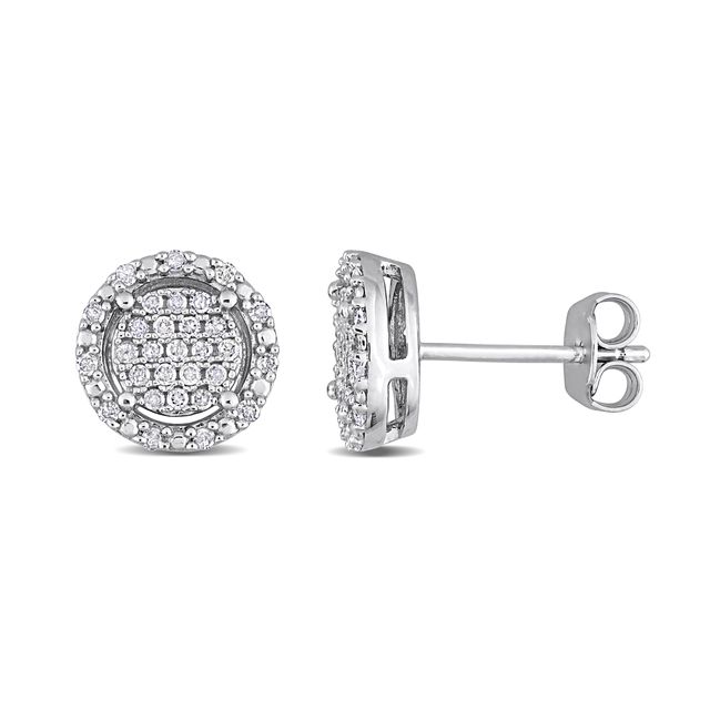 1/3 CT. T.w. Multi-Diamond Frame Stud Earrings in Sterling Silver