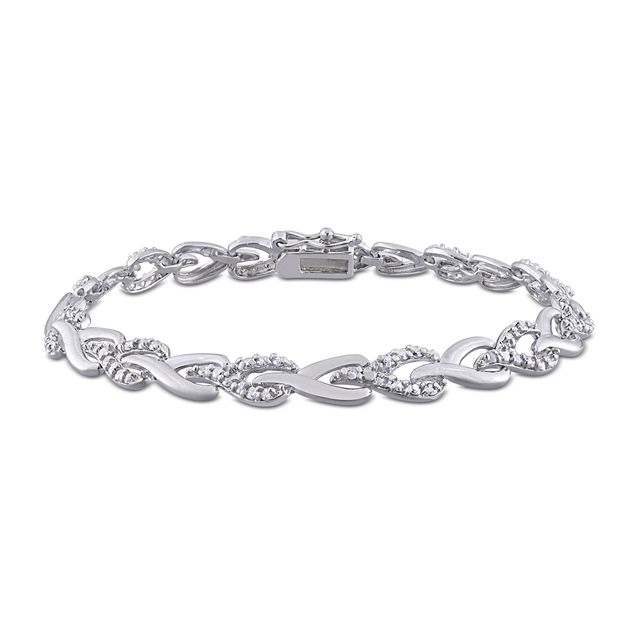 1 CT. T.w. Diamond Braided Alternating Link Bracelet in Sterling Silver
