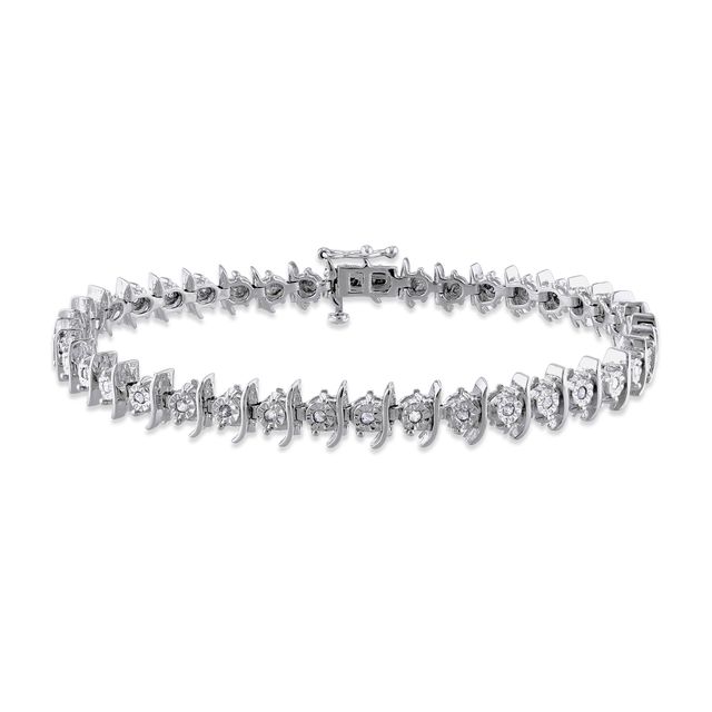 Diamond Accent XO Link Bracelet in Sterling Silver - 7.25