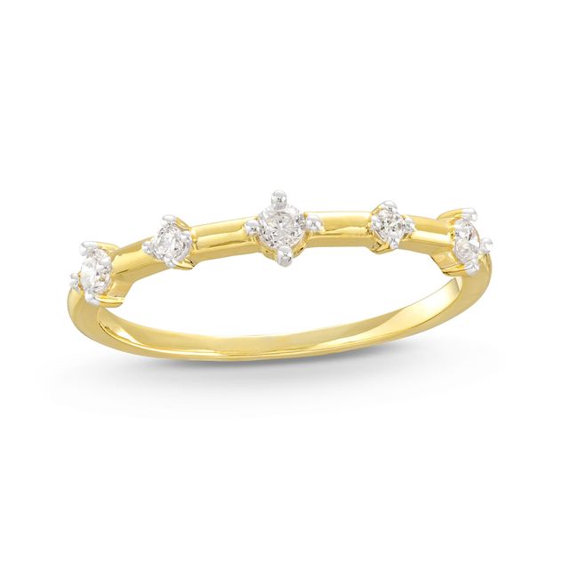 1/6 CT. T.w. Diamond Alternating Large and Small Five Stone Anniversary Band in 10K Gold