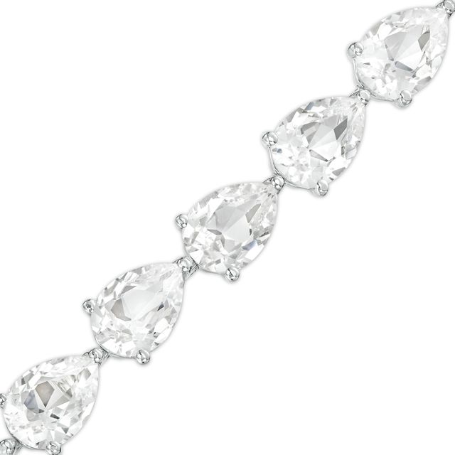 Sideways Pear-Shaped White Lab-Created Sapphire Line Bracelet in Sterling Silver â 7.25"