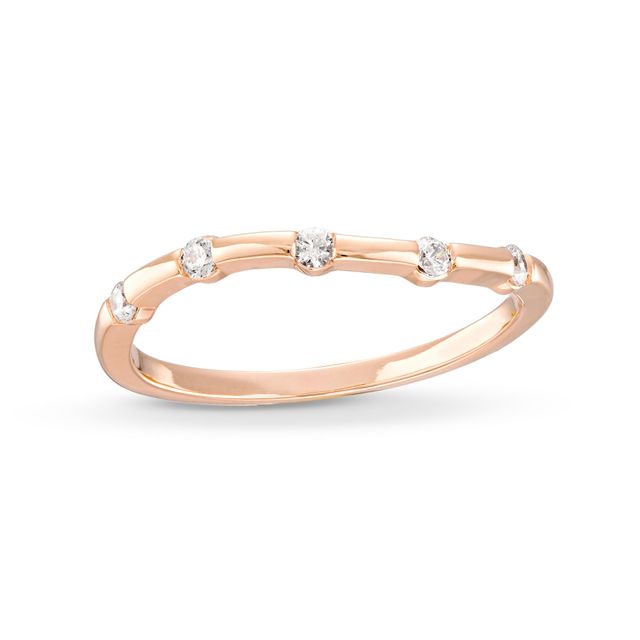 1/10 CT. T.w. Diamond Wave Five Stone Anniversary Band in 10K Rose Gold