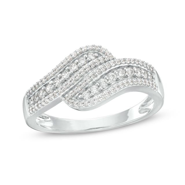 1/3 CT. T.w. Diamond Wave Triple Row Anniversary Band in 10K White Gold