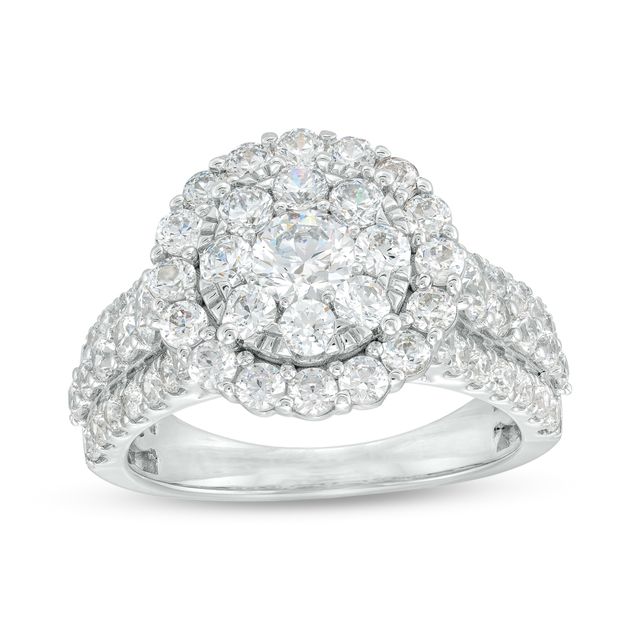 2-1/2 CT. T.w. Certified Lab-Created Multi-Diamond Frame Triple Row Ring in 14K White Gold (F/Si2)