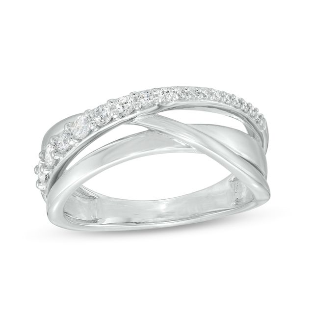 1/3 CT. T.w. Diamond Triple Row Crossover Ring in 10K White Gold