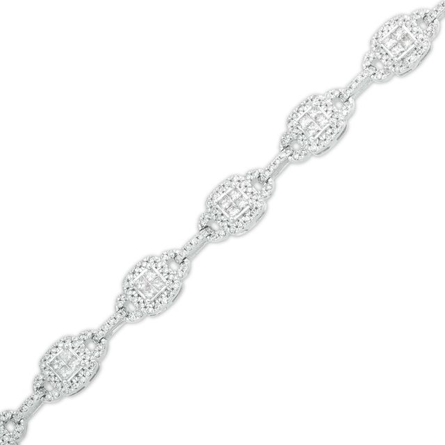 2 CT. T.w. Diamond Frame Buckle Link Bracelet in 10K White Gold