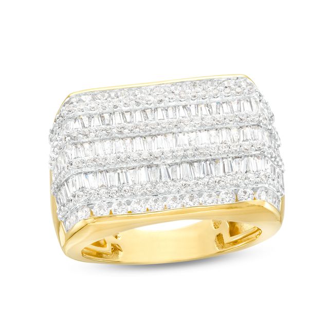 Men's 3 CT. T.w. Diamond Rectangle Multi-Row Ring in 10K Gold