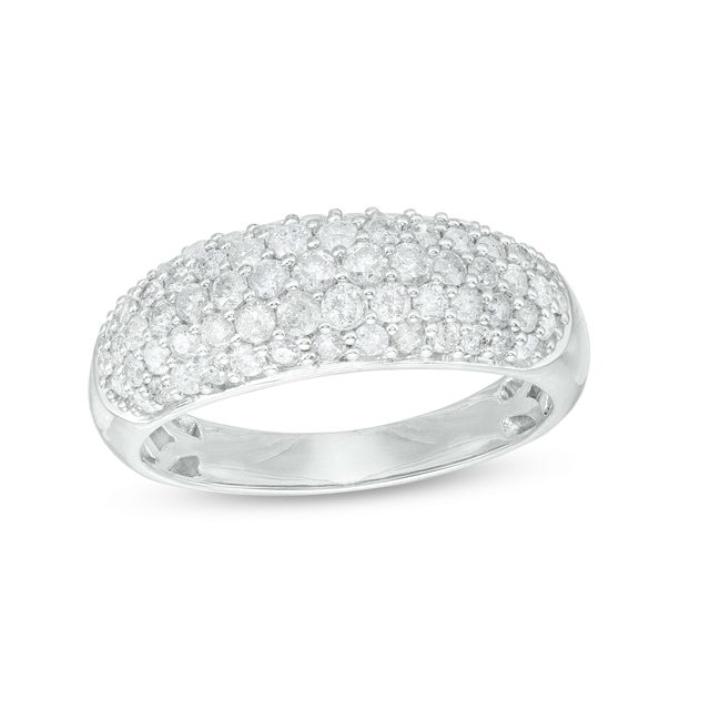 1 CT. T.w. Diamond Multi-Row Oblong Band in 10K White Gold