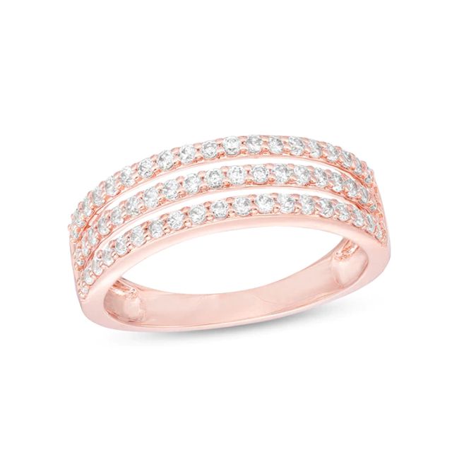 1/2 CT. T.w. Diamond Triple Row Band in 10K Rose Gold