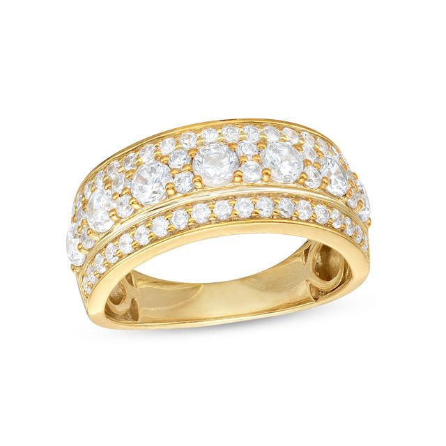 1-1/2 CT. T.w. Diamond Alternating Multi-Row Band in 10K Gold