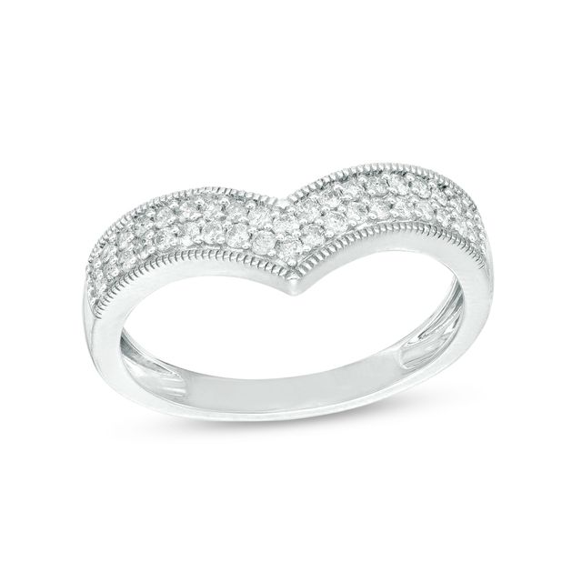 1/3 CT. T.w. Diamond Multi-Row Chevron Band in 10K White Gold