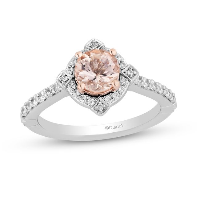 Enchanted Disney Aurora 6.0mm Morganite and 1/3 CT. T.w. Diamond Frame Engagement Ring in 14K Two-Tone Gold