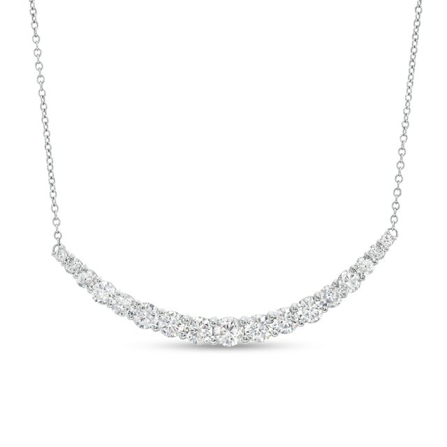 3 CT. T.w. Certified Lab-Created Diamond Graduated Curved Bar Necklace in 14K White Gold (F/Si2)