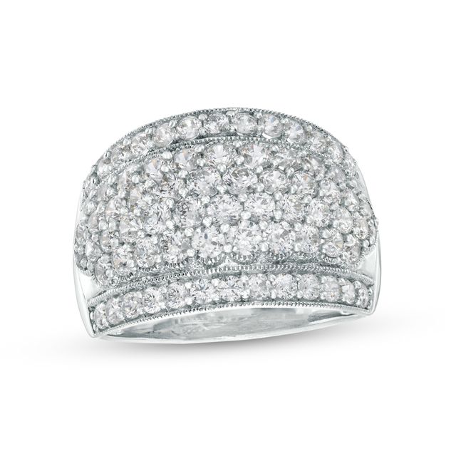 2 CT. T.w. Certified Lab-Created Diamond Vintage-Style Multi-Row Anniversary Band in 10K White Gold (F/Si2)