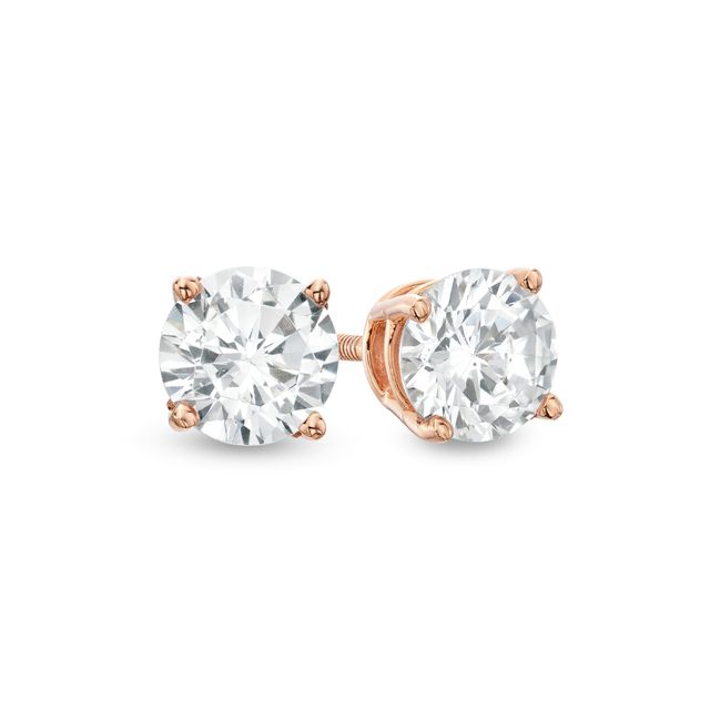 1 CT. T.w. Diamond Solitaire Stud Earrings in 14K Rose Gold (J/I3)