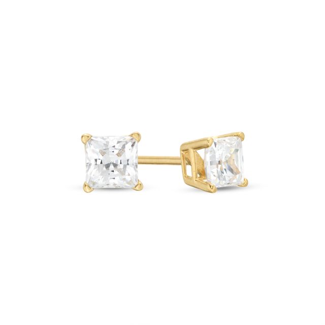 3/4 CT. T.w. Princess-Cut Diamond Solitaire Stud Earrings in 14K Gold (J/I3)