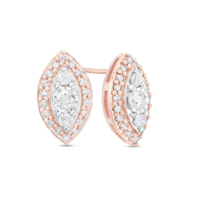 1/2 CT. T.w. Marquise Multi-Diamond Frame Stud Earrings in 10K Rose Gold