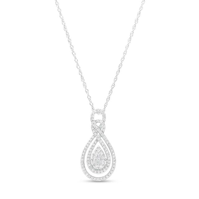 1/2 CT. T.w. Pear-Shaped Multi-Diamond Double Infinity Frame Pendant in 10K White Gold