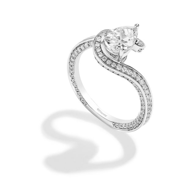 Enchanted Disney Ballroom Moana 1-3/4 CT. T.w. Pear-Shaped Diamond Swirl Shank Engagement Ring in 14K White Gold