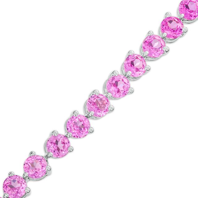 4.0mm Pink Lab-Created Sapphire Line Bracelet in Sterling Silver â 7.25"