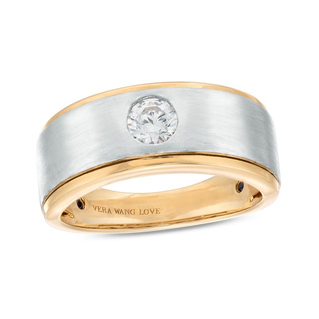 True Lab-Created Diamonds by Vera Wang Love Men's 1/2 CT. Solitaire Wedding Band in 14K Two-Toned Gold (F/Vs2)