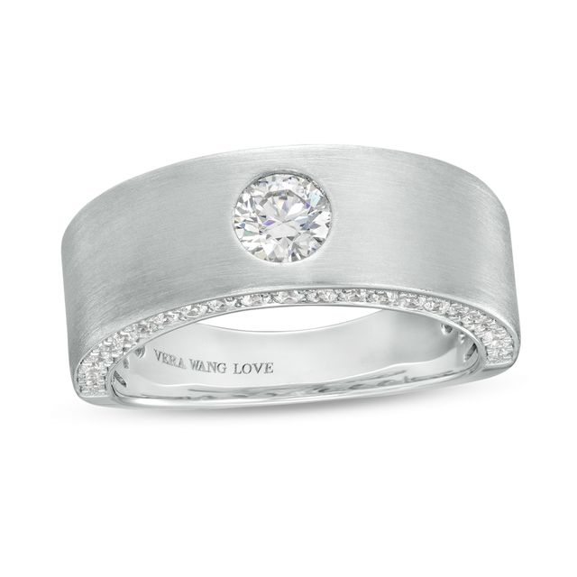 True Lab-Created Diamonds by Vera Wang Love Men's 1 CT. T.w. Solitaire Wedding Band in 14K White Gold (F/Sv2)