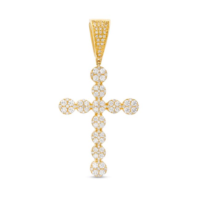 Men's 1-1/2 CT. T.w. Multi-Diamond Cross Necklace Charm in 10K Gold