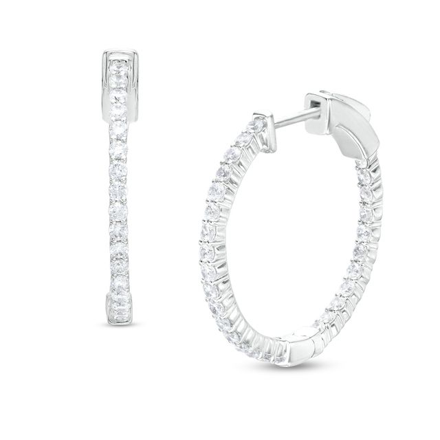 1/2 CT. T.w. Diamond Inside-Out Hoop Earrings in 14K White Gold