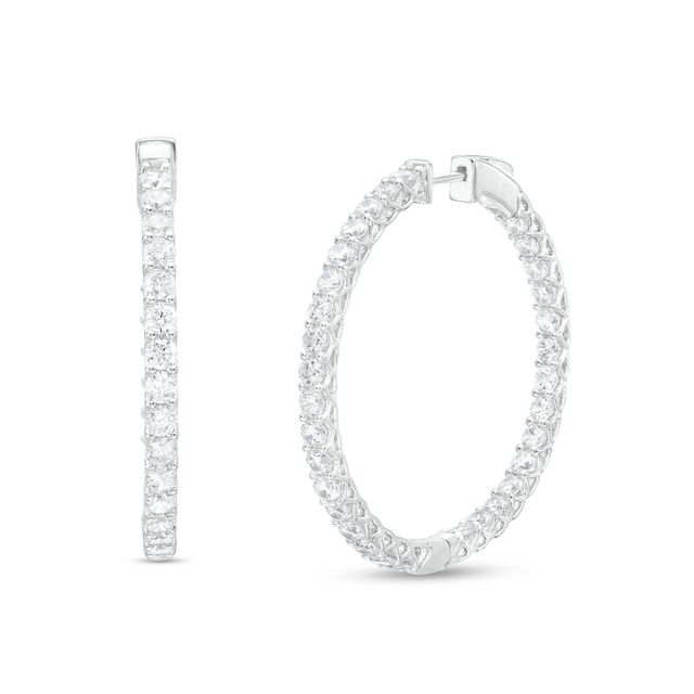 CT. T.w. Certified Lab-Created Diamond Inside-Out Hoop Earrings in 14K White Gold (F/Si2