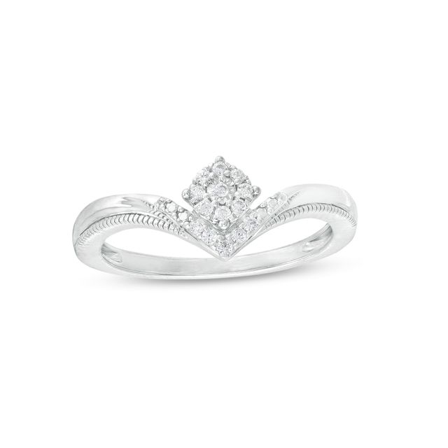 1/15 CT. T.w. Multi-Diamond Chevron Ring in Sterling Silver