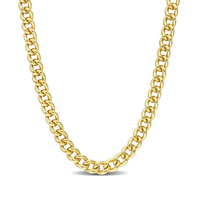 6.5mm Curb Chain Necklace in Sterling Silver with Yellow Rhodium - 20"